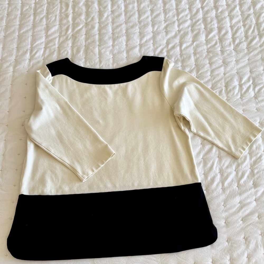 Chico's Cream and Black Colorblock Blouse